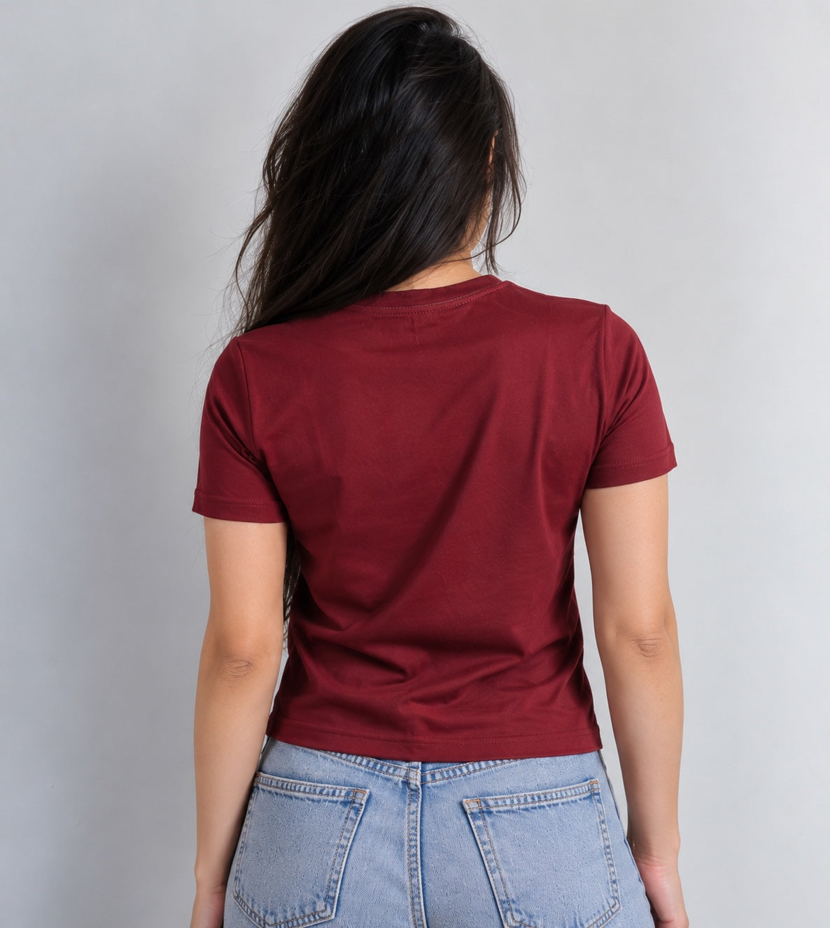 Noir Gaze maroon tee back view