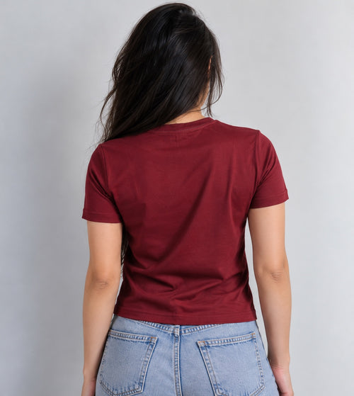 Noir Gaze maroon tee back view