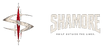 SHAMORE primary transparent logo lockup, distressed bone-white wordmark and oxide-red emblem
